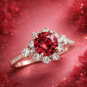 Marina‘s Ember | Burgundy Gemstone Halo Ring.