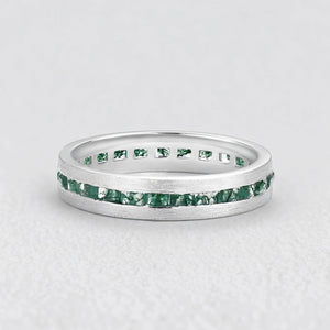 Maia’s Glade | Long Hexagon Moss Agate Leafy Couple Ring Set 3pcs.