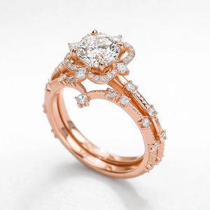 Luna’s Float | 2CT Round Art Diamond Floating Halo Gold Ring.