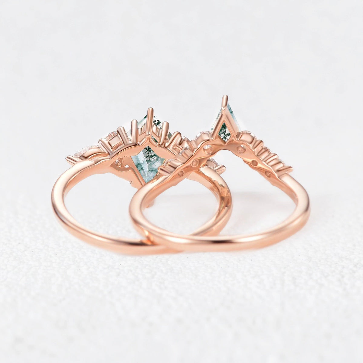 Sylvia’s Wildwood | Kite Moss Agate Cluster Chevron Bridal Duo