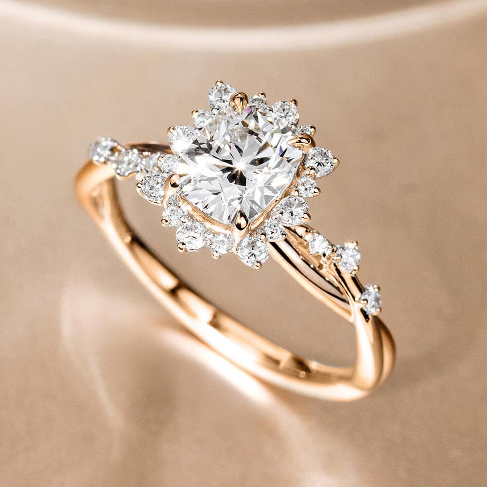 White Cushion Design 2CT Moissanite Engagement Ring.