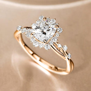White Cushion Design 2CT Moissanite Engagement Ring.