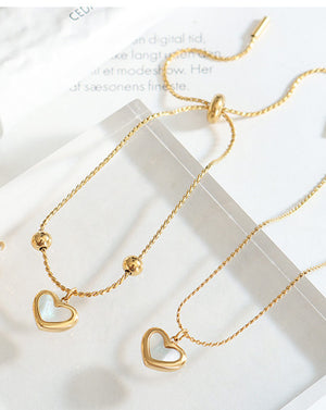 Elegant Mother of Pearl Heart Bracelet Adjustable for Women