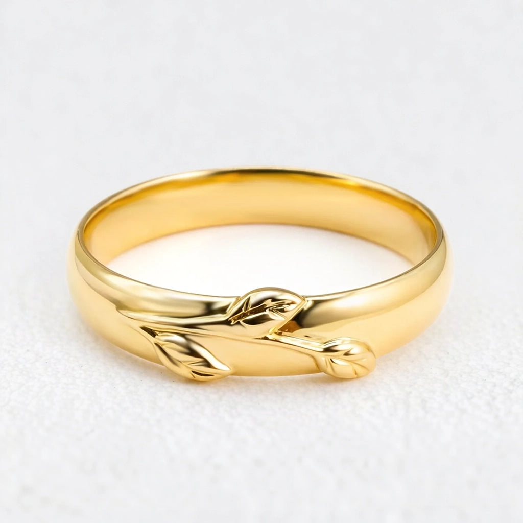 Zinnia’s Meadow | Oval Cut Moss Agate Leafy Gold Couple Ring Set 3pcs.