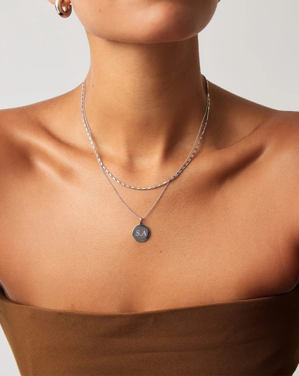 Engravable Round Necklace | Sterling Silver.