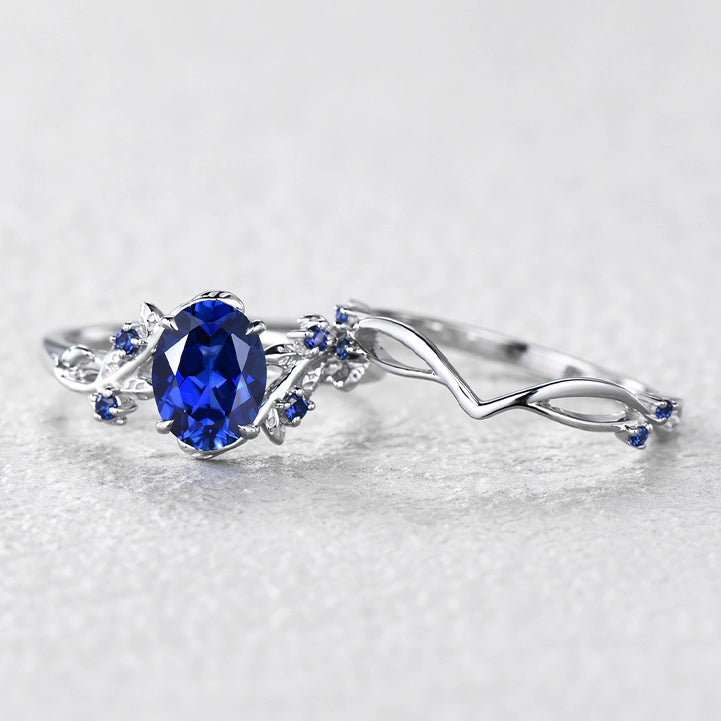 Iris’s Vine | Art Deco Blue Sapphire Bridal Set 2pcs.