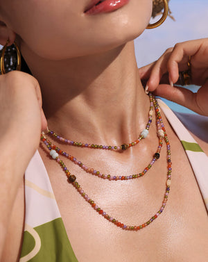 Handmade Rainbow Sparkle Stone Beads Necklace