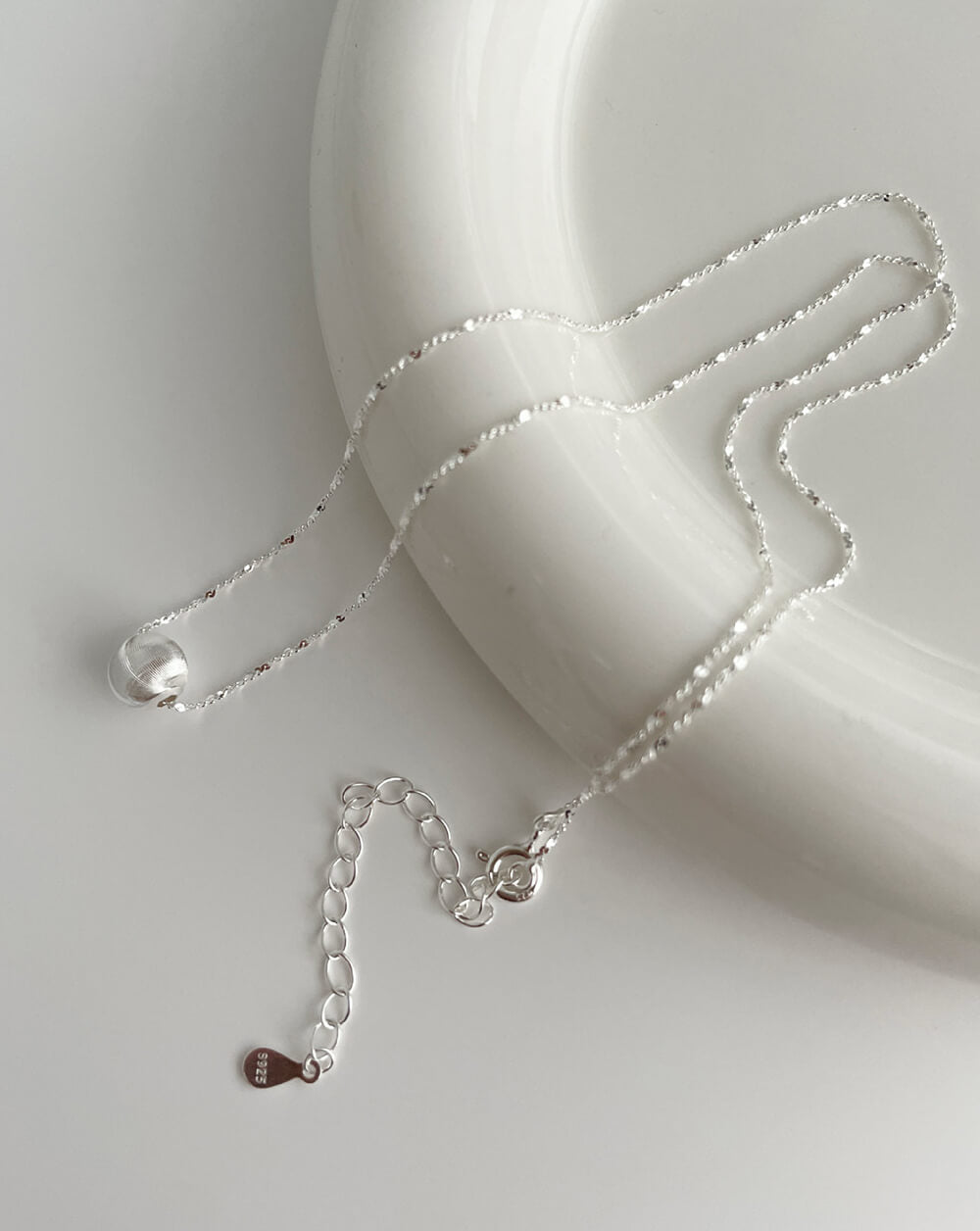 Silver Chatoyancy Ball Bead Necklace