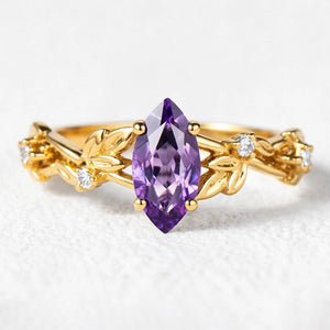 Violet’s Twig | Vintage Marquise Amethyst & Diamond Bridal Set 2pcs.