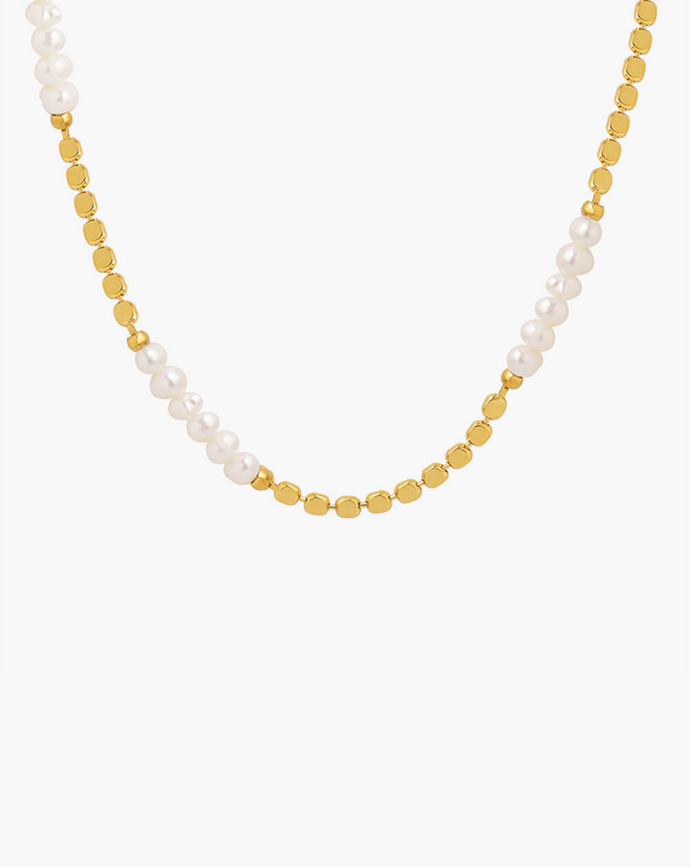 Minimalist Lentil Bead Necklace with Freshwater Pearls