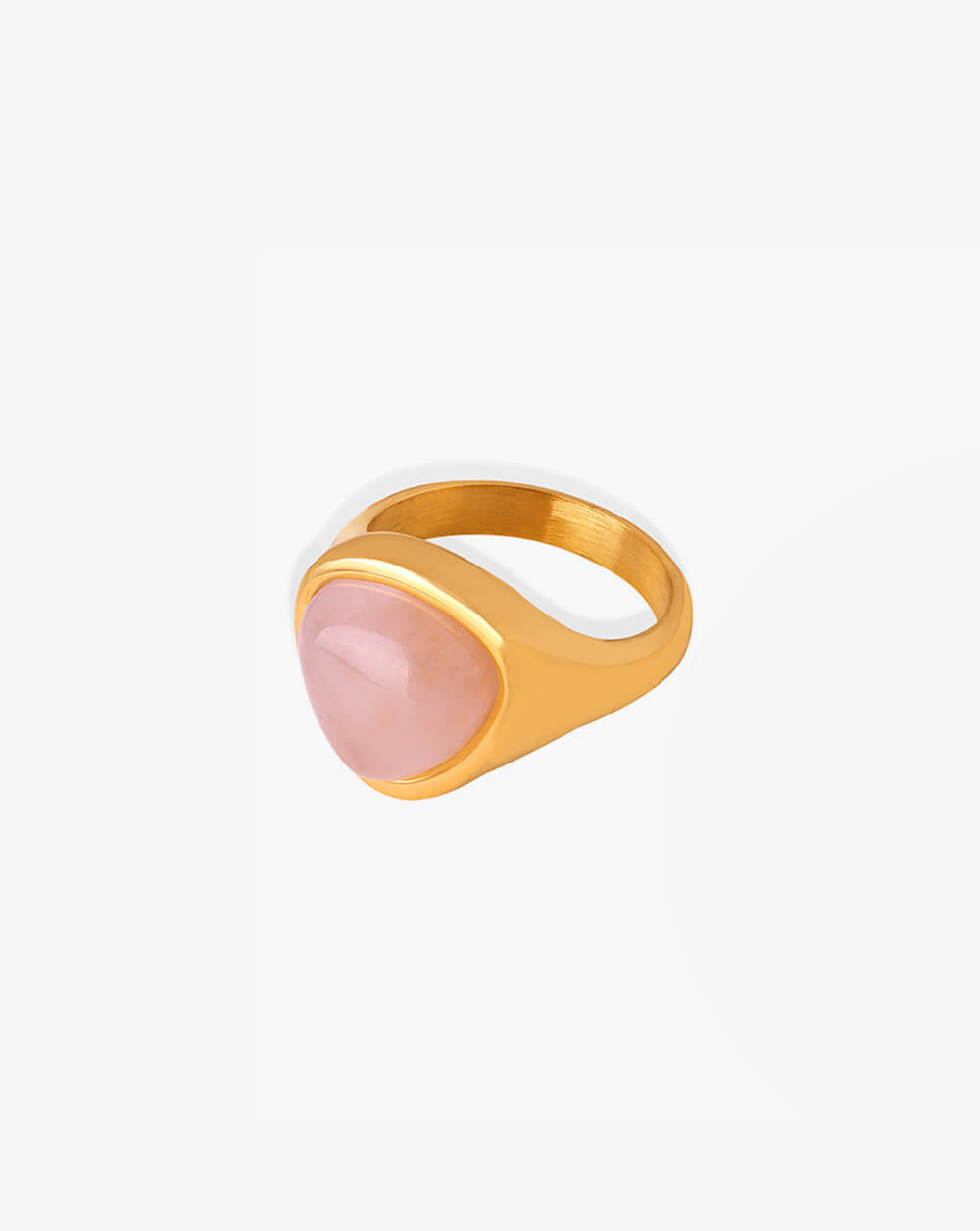 Geometric Gold Natural Rose Quartz Ring