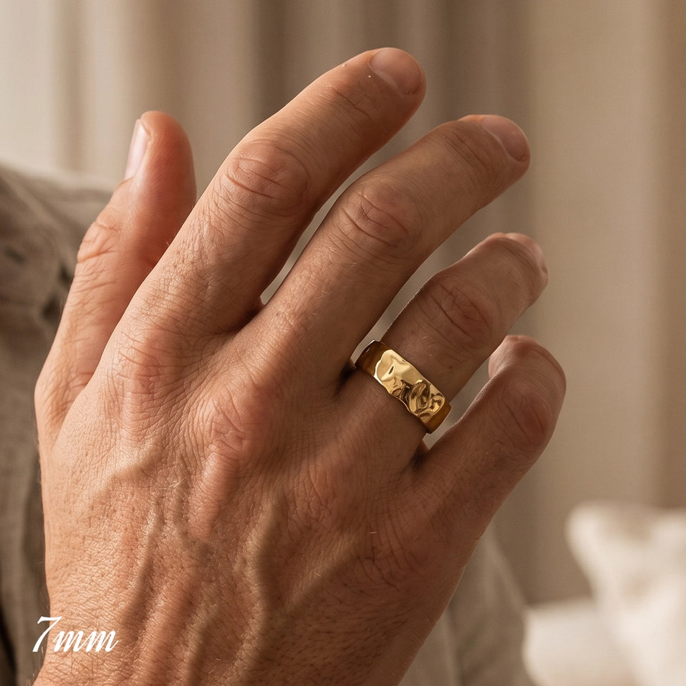Titan Flow | Wide Liquid Gold Men’s Wedding Band.