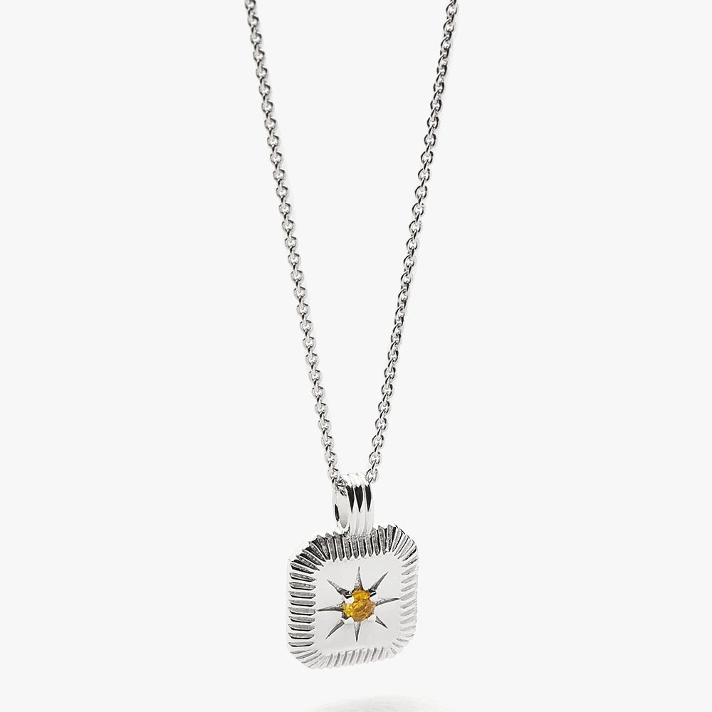 November Birthstone Pendant Necklace | Sterling Silver/Citrine.