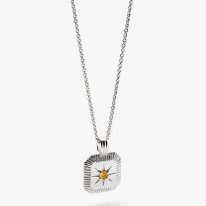 November Birthstone Pendant Necklace | Sterling Silver/Citrine.