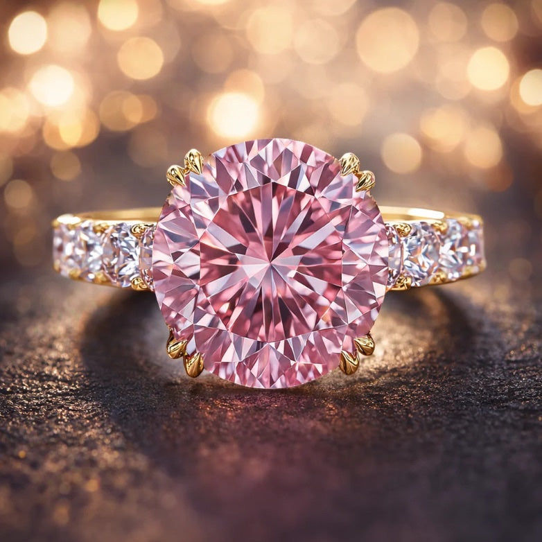 Victoria’s Brilliance | 3CT Round Pink Diamond Solitaire Engagement Ring