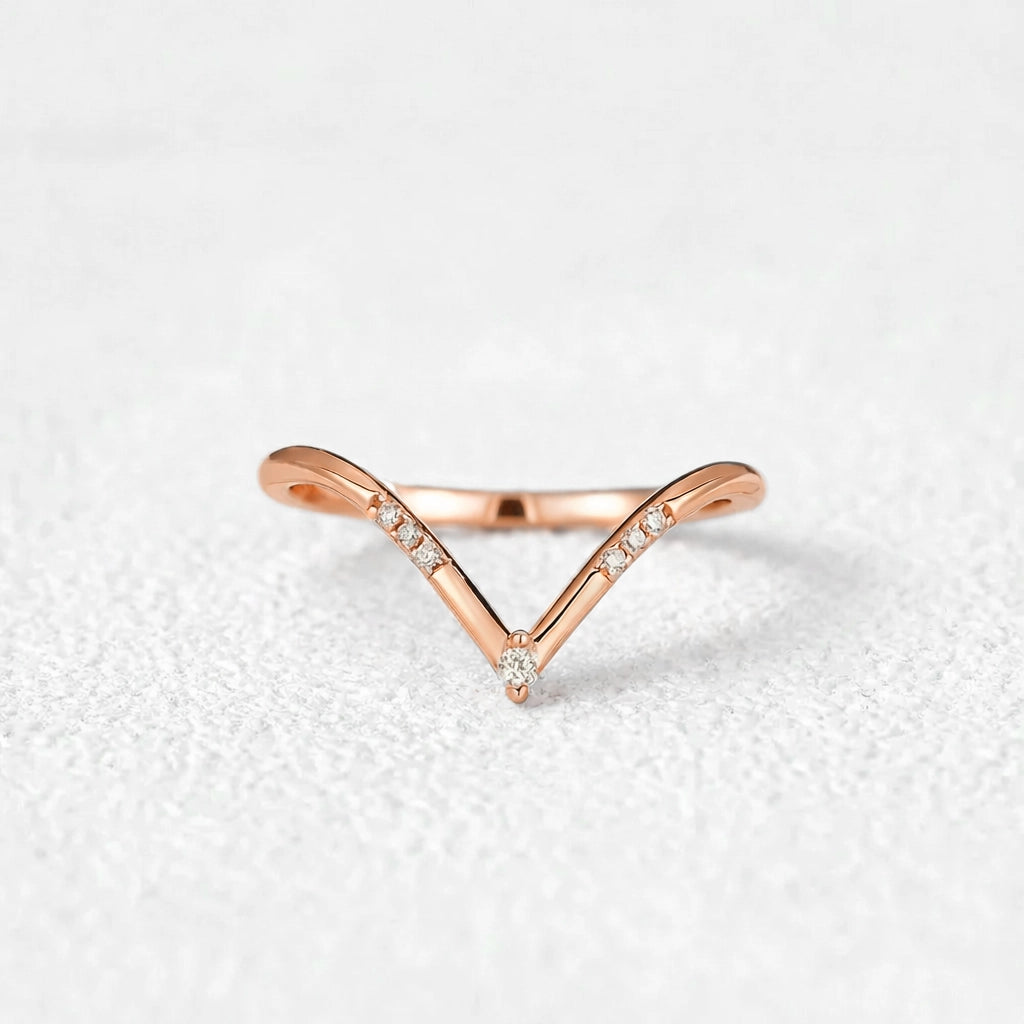 Round Cut Moissanite Half Eternity Curved Wedding Band in Gold.