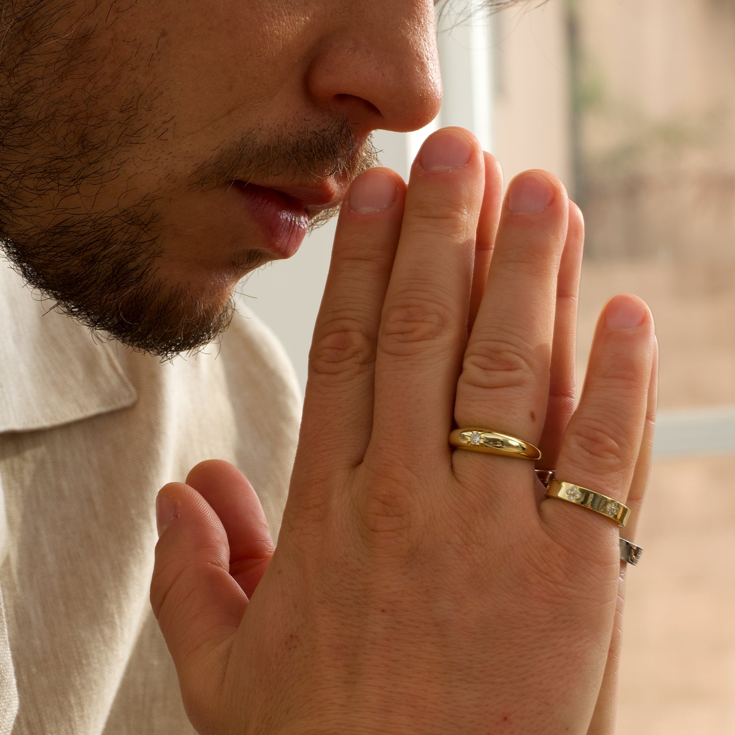 Antique Sunny Solitaire Chunky Ring-Unisex