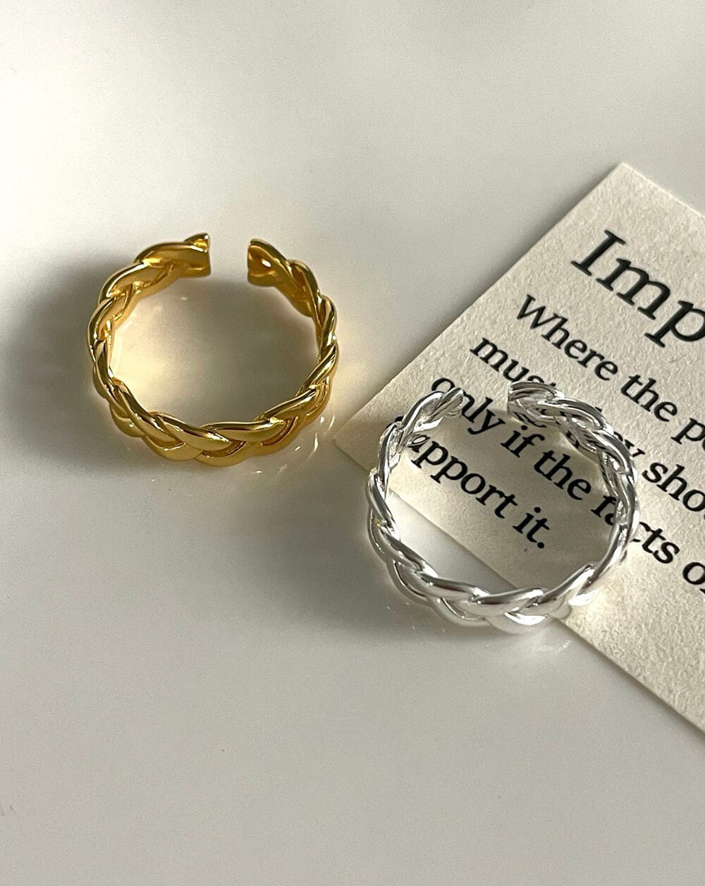 Minimalist Twist Braided Gold Chunky Ring
