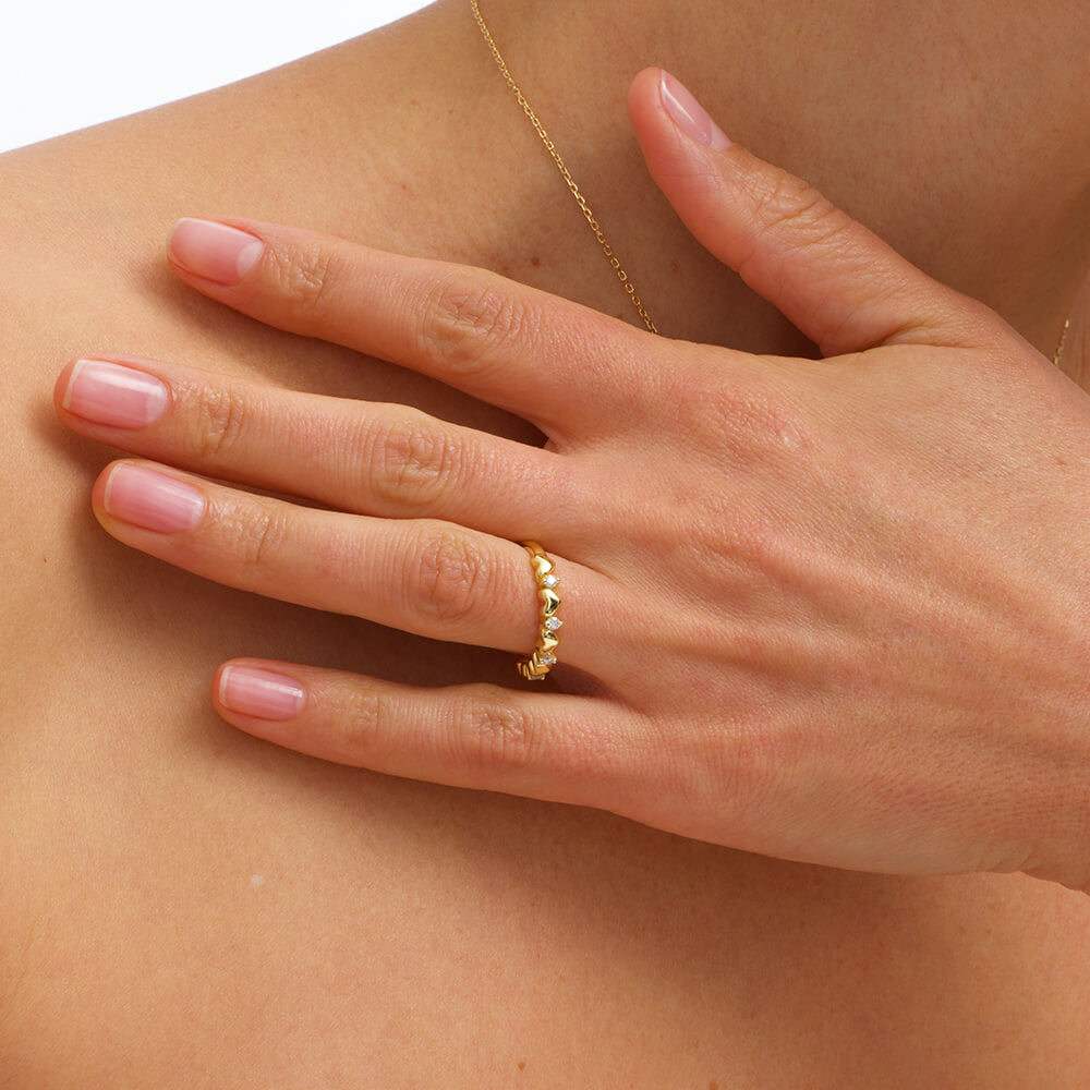 Heart-Shaped Gold Stacking Ring