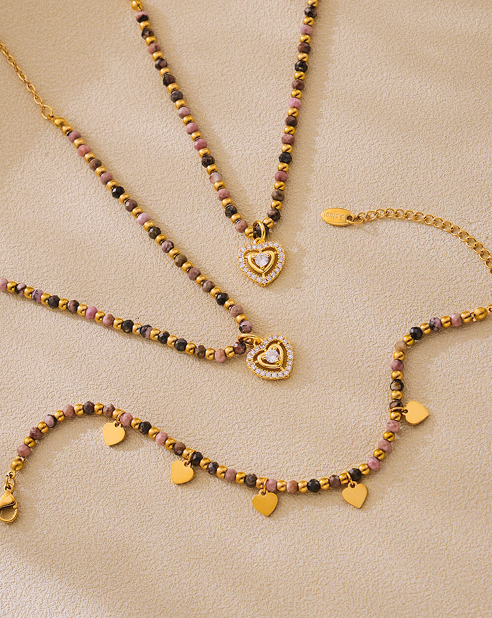 Gold Mangalsutra Gemstone Beaded Necklace with Heart Pendant