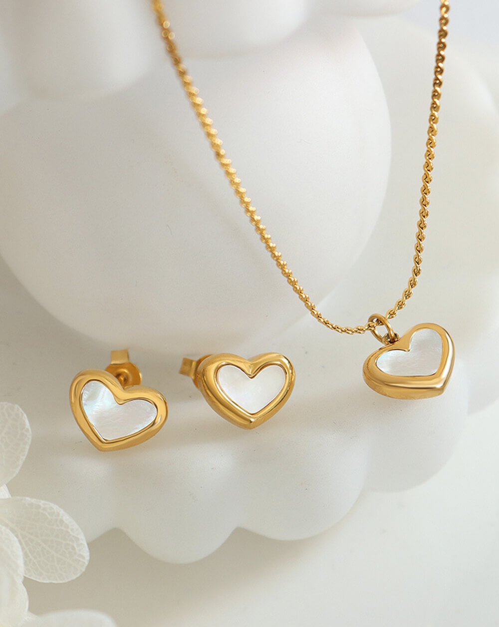 Elegant Gold Filled Heart Pendant Necklace with Mother of Pearl Charm