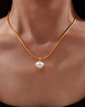 Gold Serpent & Tide Moon Pendant Necklace