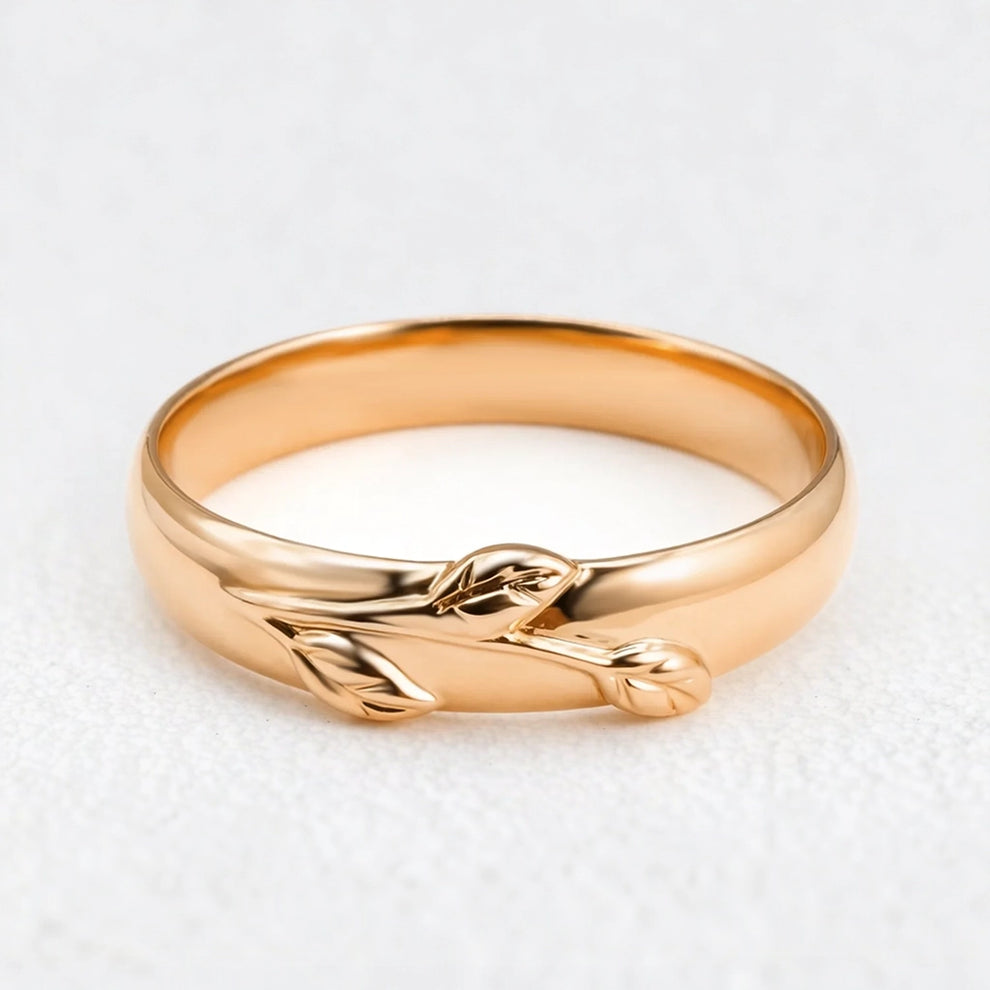 Zinnia’s Meadow | Oval Cut Moss Agate Leafy Gold Couple Ring Set 3pcs.