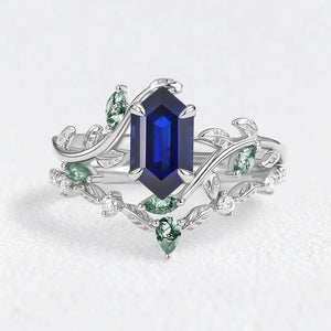 Daphne’s Laurel | Hexagon Cut Moss Agate & Emerald Vine Duo