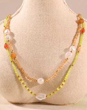 Handmade Garden Baroque Rainbow Stone Beads Necklace