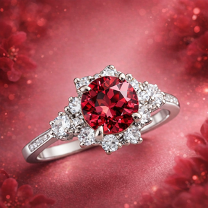 Marina‘s Ember | Burgundy Gemstone Halo Ring.