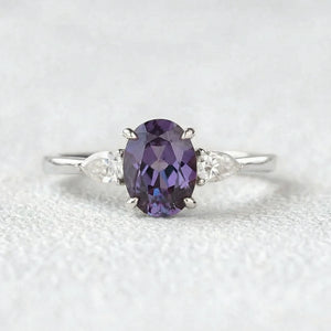 Minimalist Lab-Grown Alexandrite Solitaire Gold Ring.
