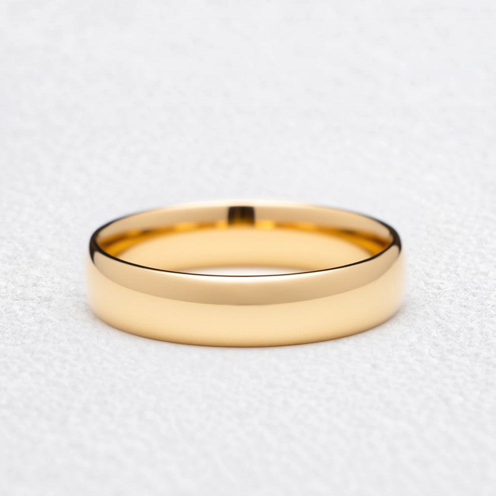 Mirror Arc | 5MM Classic Polished Gold Men's Wedding Band.