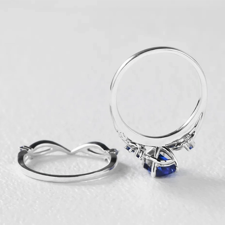 Iris’s Vine | Art Deco Blue Sapphire Bridal Set 2pcs.
