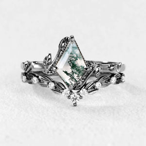 Sylvie’s Grove | Classic Moss Agate Leafy Bridal Set 2pcs.