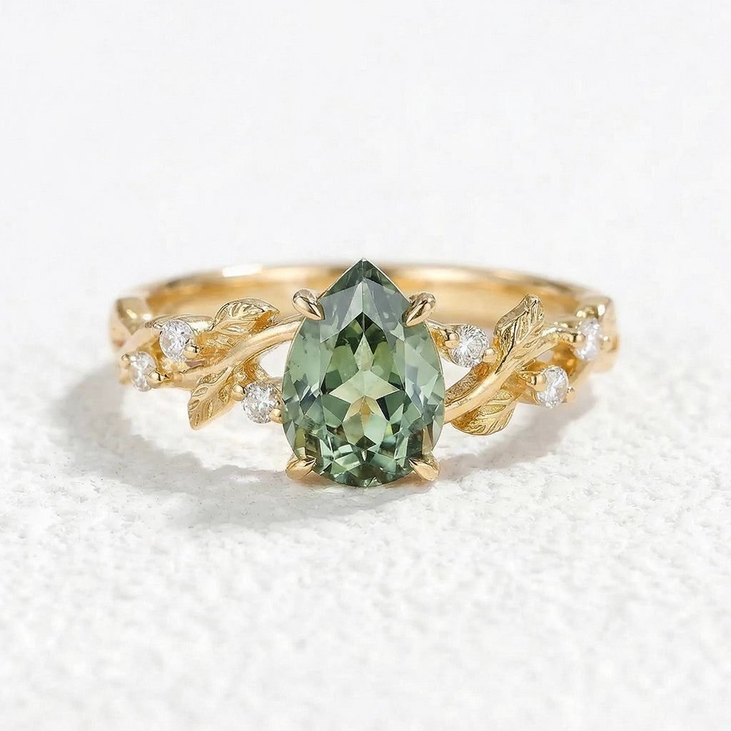 Sylvie’s Keepsake | Green Sapphire Vine Engagement Ring.