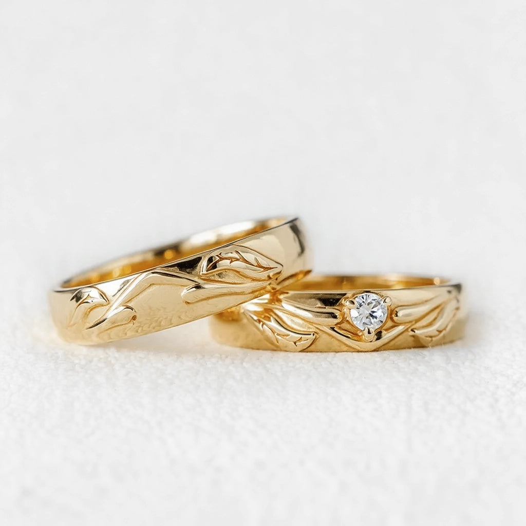 The Eternal Vine | Diamond Intertwined Wedding Couple Band.