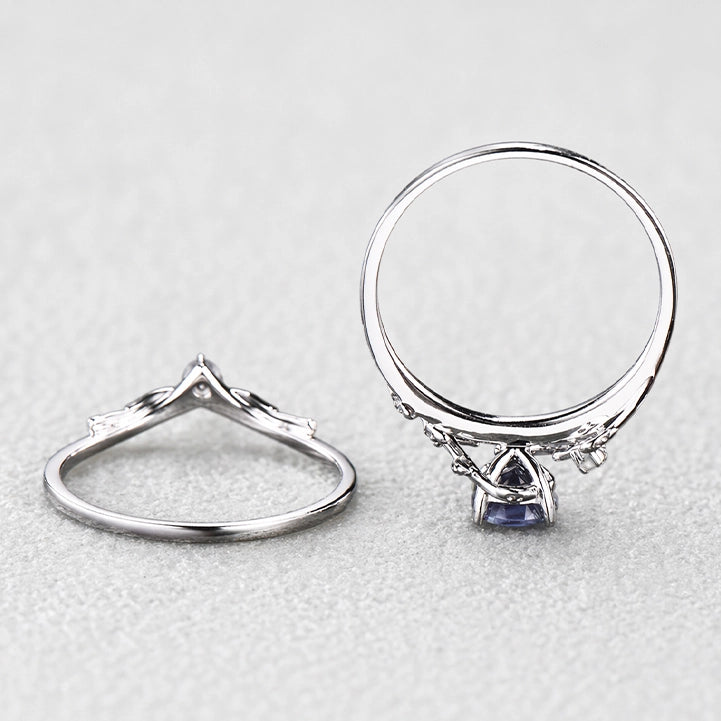 Iris’s Vine | Vintage Pear Alexandrite & Moonstone Bridal Set 2pcs.