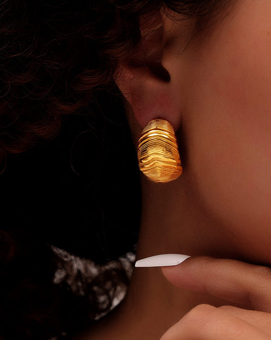 Minimalist Geometric Gold Feather Studs Earrings