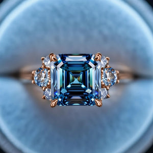 Seren's Lumen | Asscher Cut Blue Starry Ring