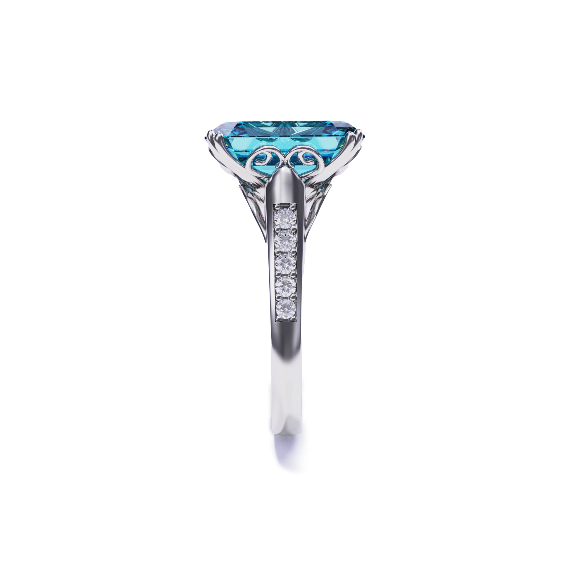 Aqua Dream 5CT Emerald-Cut Blue Gemstone Ring
