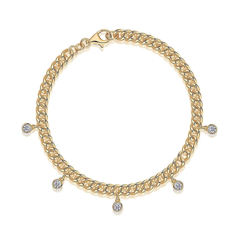 Dainty Gold Moissanite Station Bracelet - Stellaradorn