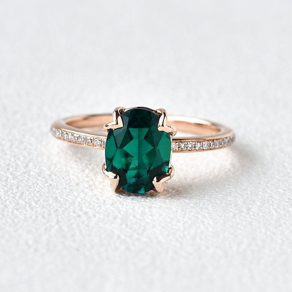 Vera's Grace | Vintage Oval Cut Natural Emerald Ring.