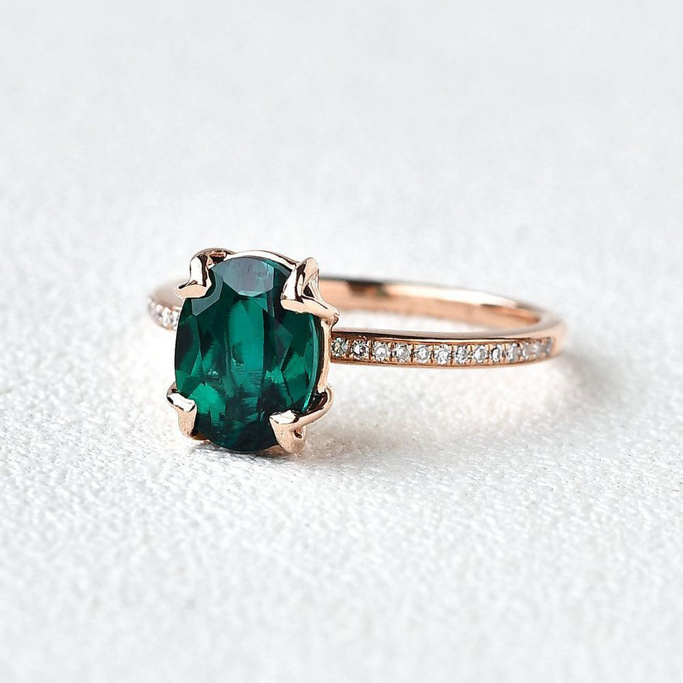 Vera's Grace | Vintage Oval Cut Natural Emerald Ring.