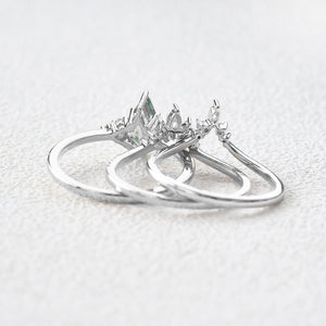 Vivienne’s Trilogy | Vintage Kite Cut Moss Agate Bridal Set 3pcs.
