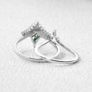 1.5ct Cluster Moss Agate Ring Set 2pcs.