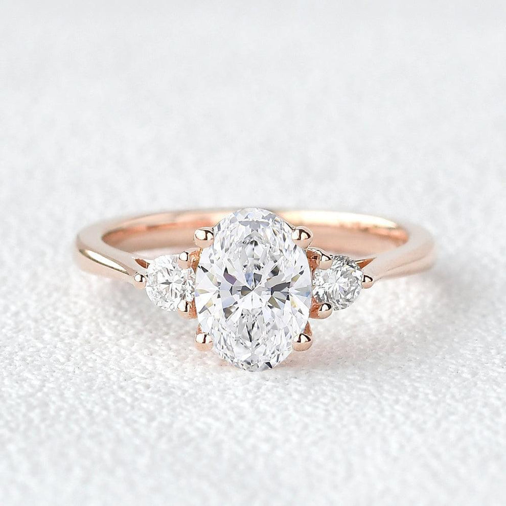 Classic Oval Three Stone Lab-Grown Diamond Ring.