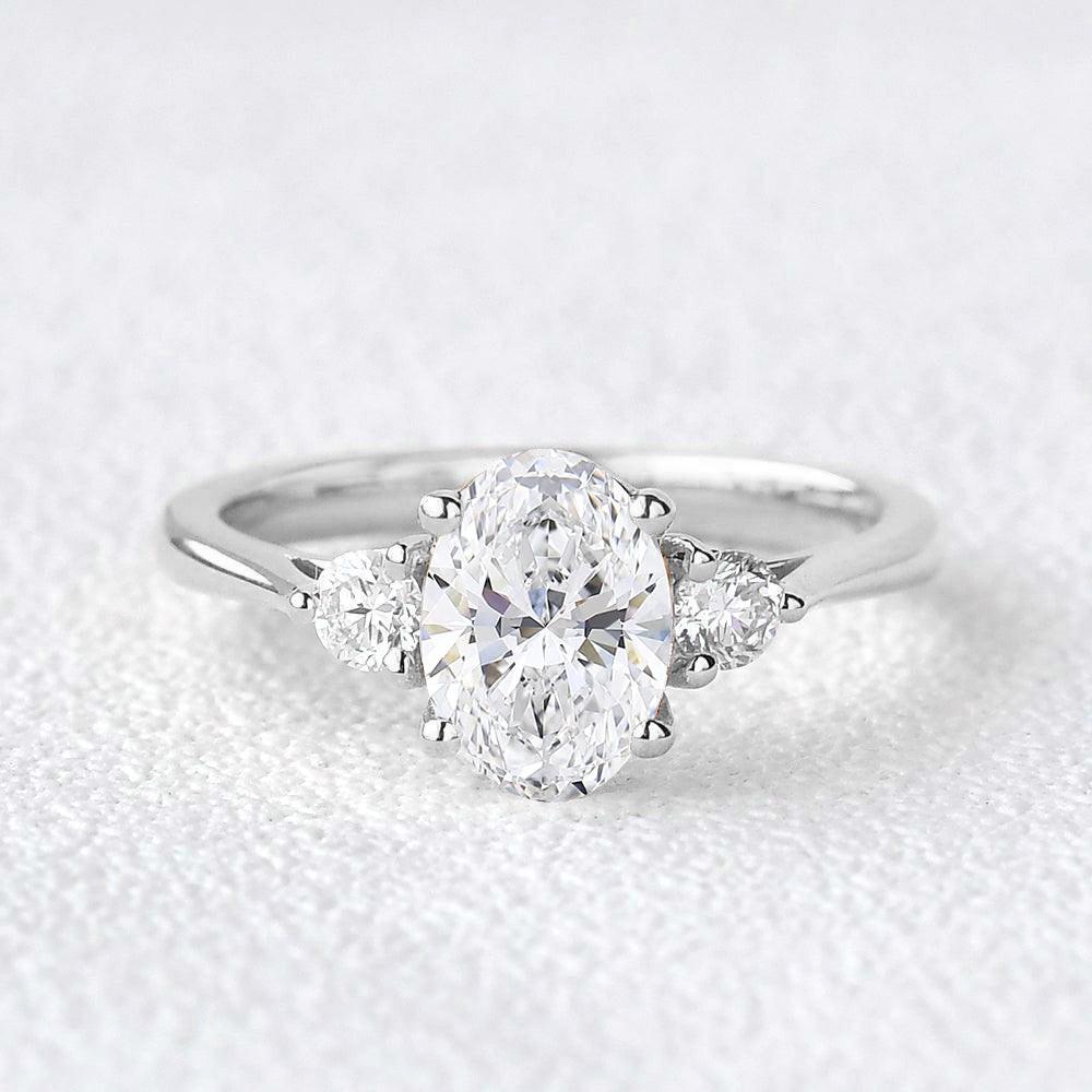 Classic Oval Three Stone Lab-Grown Diamond Ring.