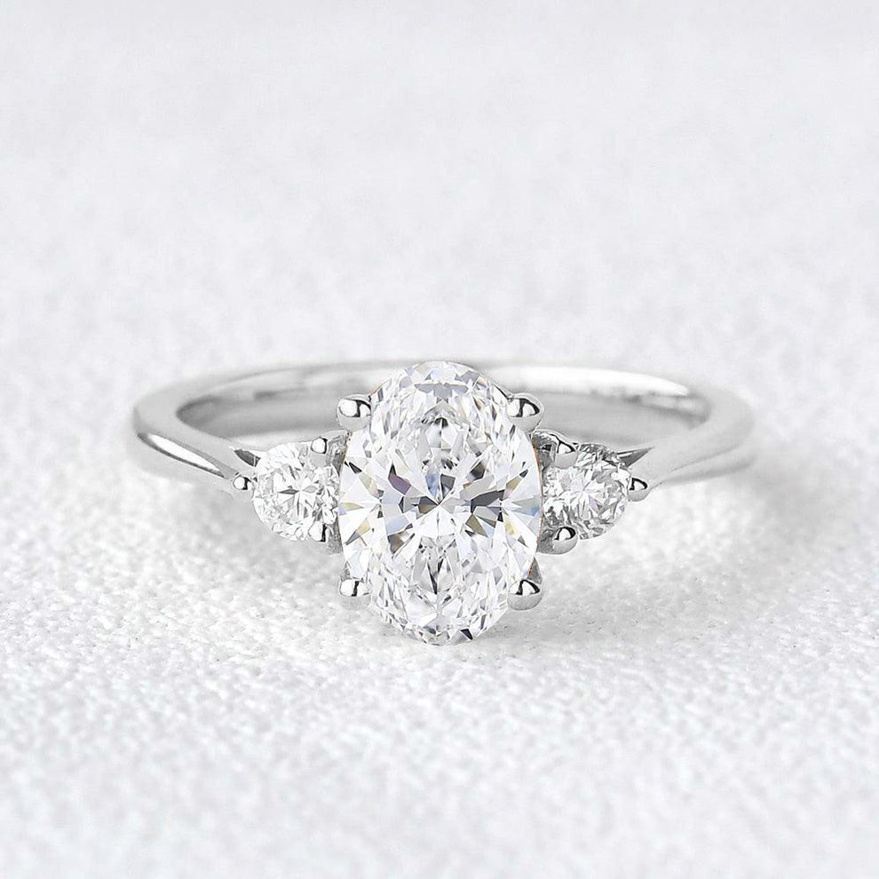 Classic Oval Three Stone Lab-Grown Diamond Ring.