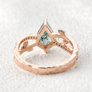 Ayla Kite Cut Moss Agate Leafy  Engagement Ring.