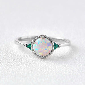 Moonlit Garden | Classic Opal & Emerald Engagement Ring.